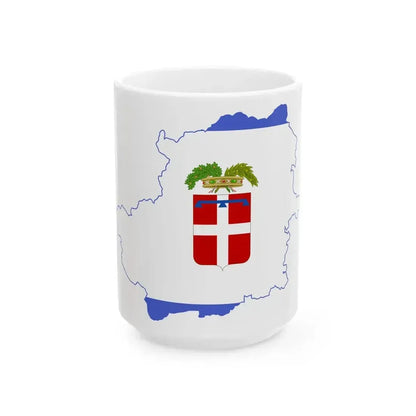 Flag map of the Province of Turin (Italy) White Coffee Mug 15oz - Go Mug Yourself