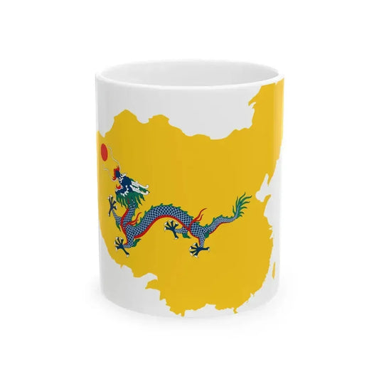 Flag map of the Qing dynasty 1820 (China) White Coffee Mug 11oz - Go Mug Yourself