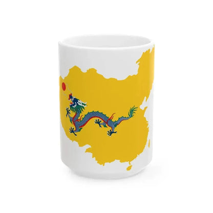Flag map of the Qing dynasty 1820 (China) White Coffee Mug 15oz - Go Mug Yourself