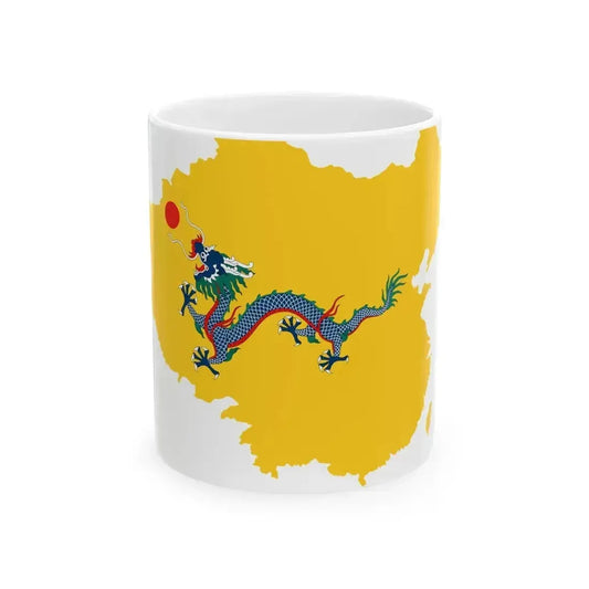 Flag map of the Qing dynasty 1862-1912 (China) White Coffee Mug 11oz - Go Mug Yourself