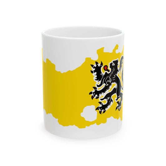 Flag map of the Region of Flanders (Belgium) White Coffee Mug-11oz-Go Mug Yourself