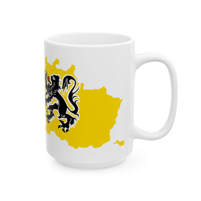 Flag map of the Region of Flanders (Belgium) White Coffee Mug-Go Mug Yourself