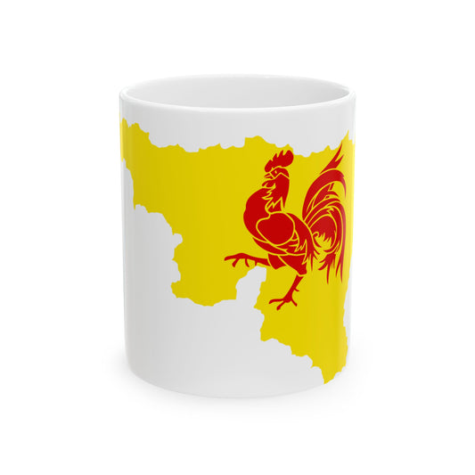Flag map of the Region of Wallonia (Belgium) White Coffee Mug-11oz-Go Mug Yourself