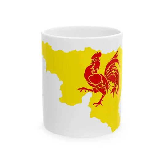 Flag map of the Region of Wallonia (Belgium) White Coffee Mug 11oz - Go Mug Yourself