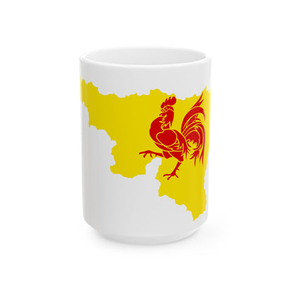 Flag map of the Region of Wallonia (Belgium) White Coffee Mug-15oz-Go Mug Yourself