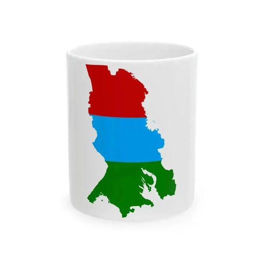 Flag map of the republic of Karelia (Russia) White Coffee Mug 11oz - Go Mug Yourself