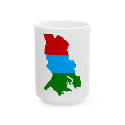 Flag map of the republic of Karelia (Russia) White Coffee Mug 15oz - Go Mug Yourself