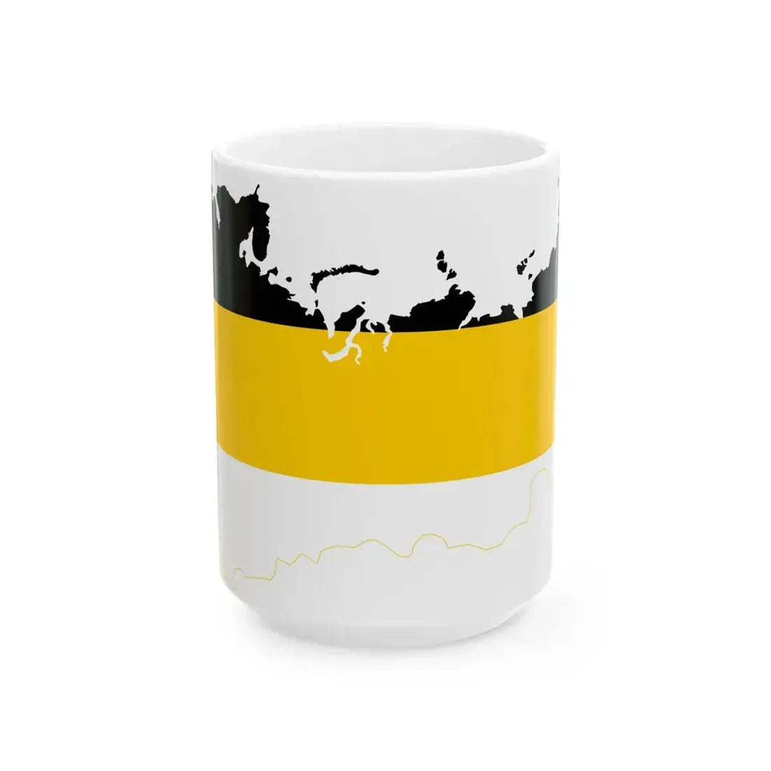 Flag-map of the Russian Empire Black-Yellow-White (Russia) White Coffee Mug 15oz - Go Mug Yourself