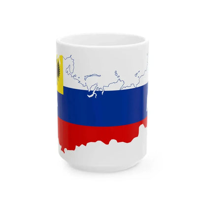 Flag-map of the Russian Empire flag for private use (Russia) White Coffee Mug 15oz - Go Mug Yourself