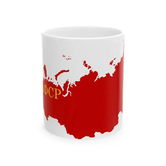 Flag map of the Russian SFSR 1945-1954 (Russia) White Coffee Mug 11oz - Go Mug Yourself