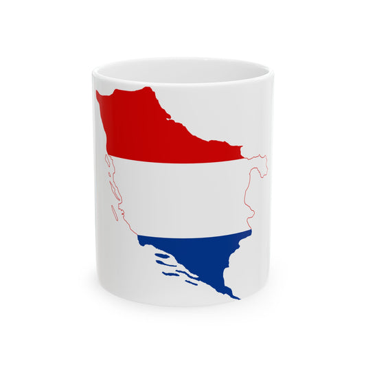Flag-map of the State of Slovenes Croats and Serbs (Croatia) White Coffee Mug-11oz-Go Mug Yourself
