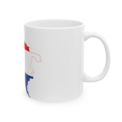 Flag-map of the State of Slovenes Croats and Serbs (Croatia) White Coffee Mug-Go Mug Yourself