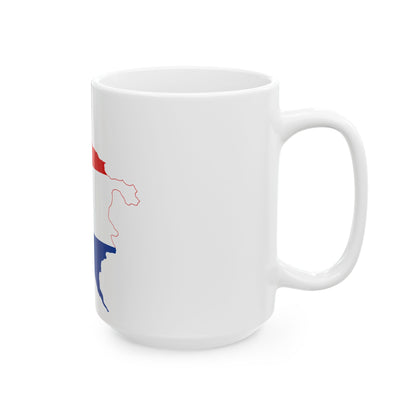 Flag-map of the State of Slovenes Croats and Serbs (Croatia) White Coffee Mug-Go Mug Yourself