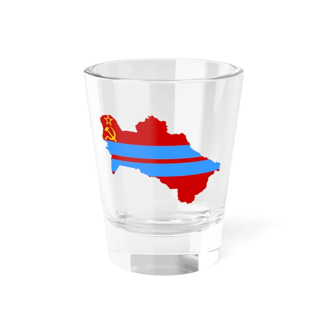 Flag map of the Turkmen SSR 1953-1991 Flag map of Turkmenistan 19911992 (Turkmenistan) Shot Glass 1.5oz 1.5oz - Go Mug Yourself