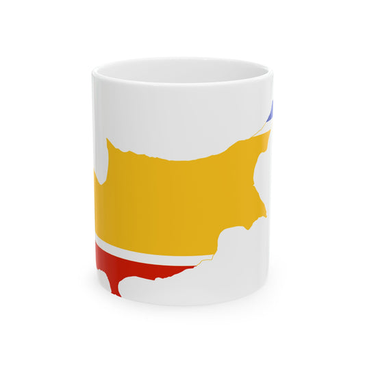 Flag-map of the United Cyprus Republic (Cyprus) White Coffee Mug-11oz-Go Mug Yourself