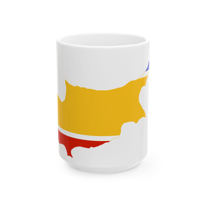 Flag-map of the United Cyprus Republic (Cyprus) White Coffee Mug-15oz-Go Mug Yourself