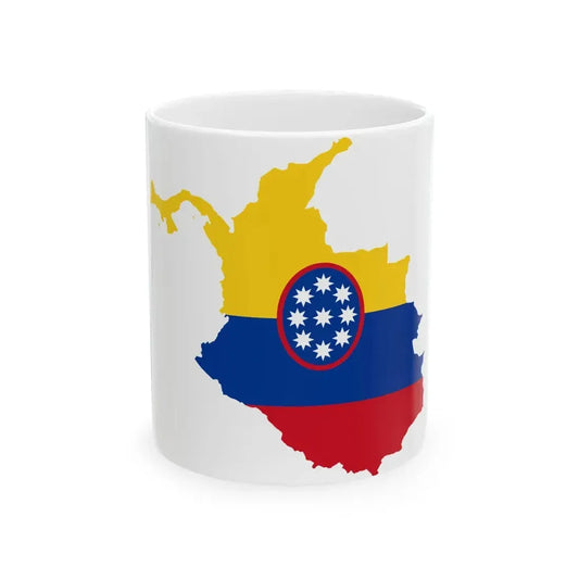 Flag-map of the United States of Colombia (Panama) White Coffee Mug 11oz - Go Mug Yourself