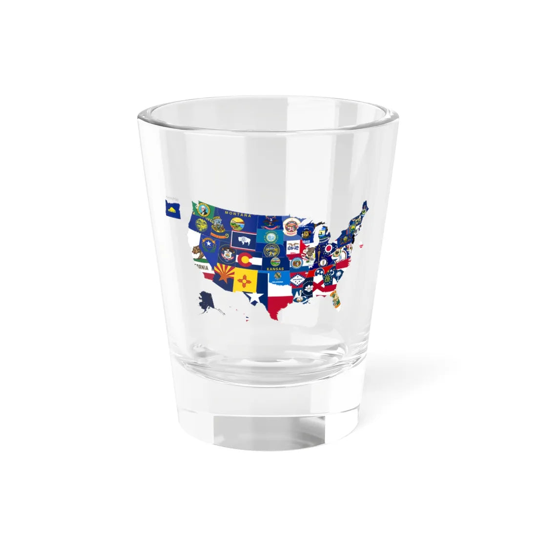 Flag-map of the US states and Washington D.C (United States) Shot Glass 1.5oz 1.5oz - Go Mug Yourself