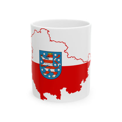 Flag map of Thuringia (Germany) White Coffee Mug-11oz-Go Mug Yourself