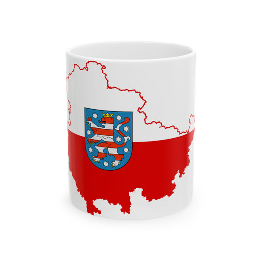 Flag map of Thuringia (Germany) White Coffee Mug-11oz-Go Mug Yourself