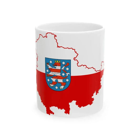 Flag map of Thuringia (Germany) White Coffee Mug 11oz - Go Mug Yourself