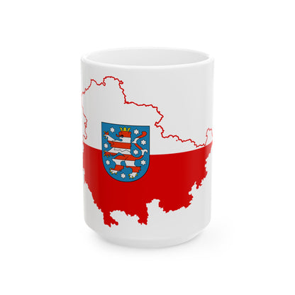 Flag map of Thuringia (Germany) White Coffee Mug-15oz-Go Mug Yourself
