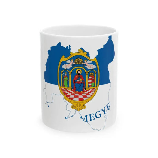 Flag-map of Tolna County (Hungary) White Coffee Mug 11oz - Go Mug Yourself
