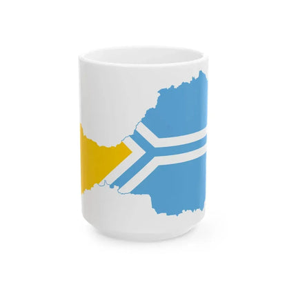 Flag-map of Tuva (Russia) White Coffee Mug 15oz - Go Mug Yourself