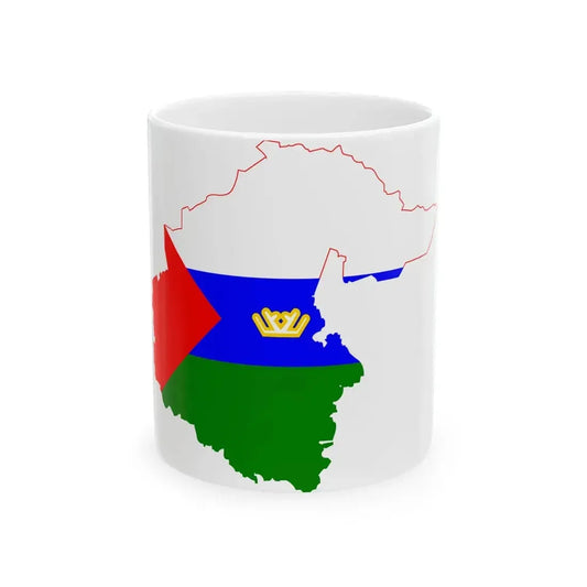 Flag-map of Tyumen Oblast (Russia) White Coffee Mug 11oz - Go Mug Yourself