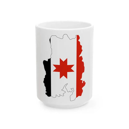 Flag-map of Udmurtia (Russia) White Coffee Mug 15oz - Go Mug Yourself