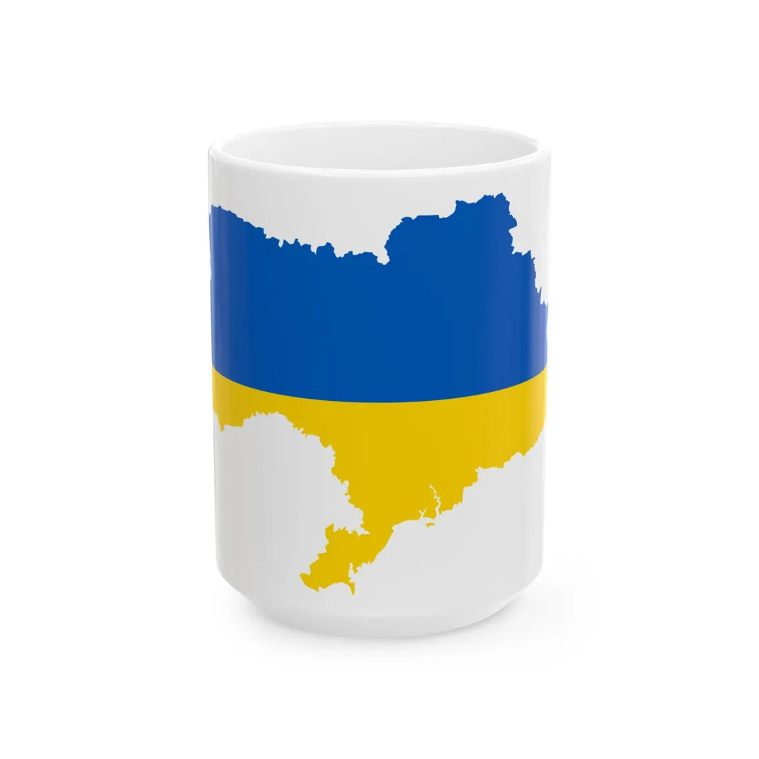 Flag map of Ukraine April 17 2022 (Ukraine) White Coffee Mug 15oz - Go Mug Yourself