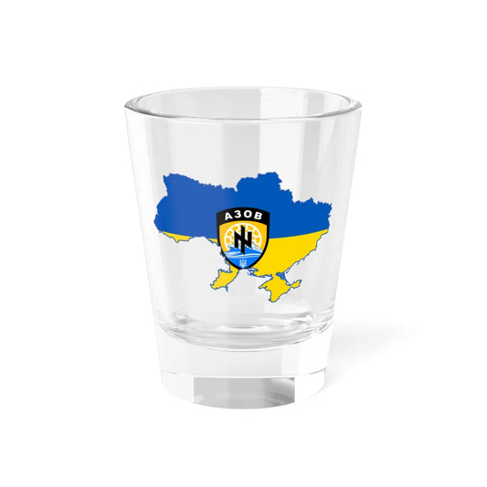 Flag map of Ukraine with the emblem of the Azov Battalion (Ukraine) Shot Glass 1.5oz 1.5oz - Go Mug Yourself