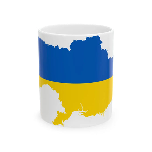 Flag map of Ukraine without Crimea 2014-2022 (Ukraine) White Coffee Mug 11oz - Go Mug Yourself