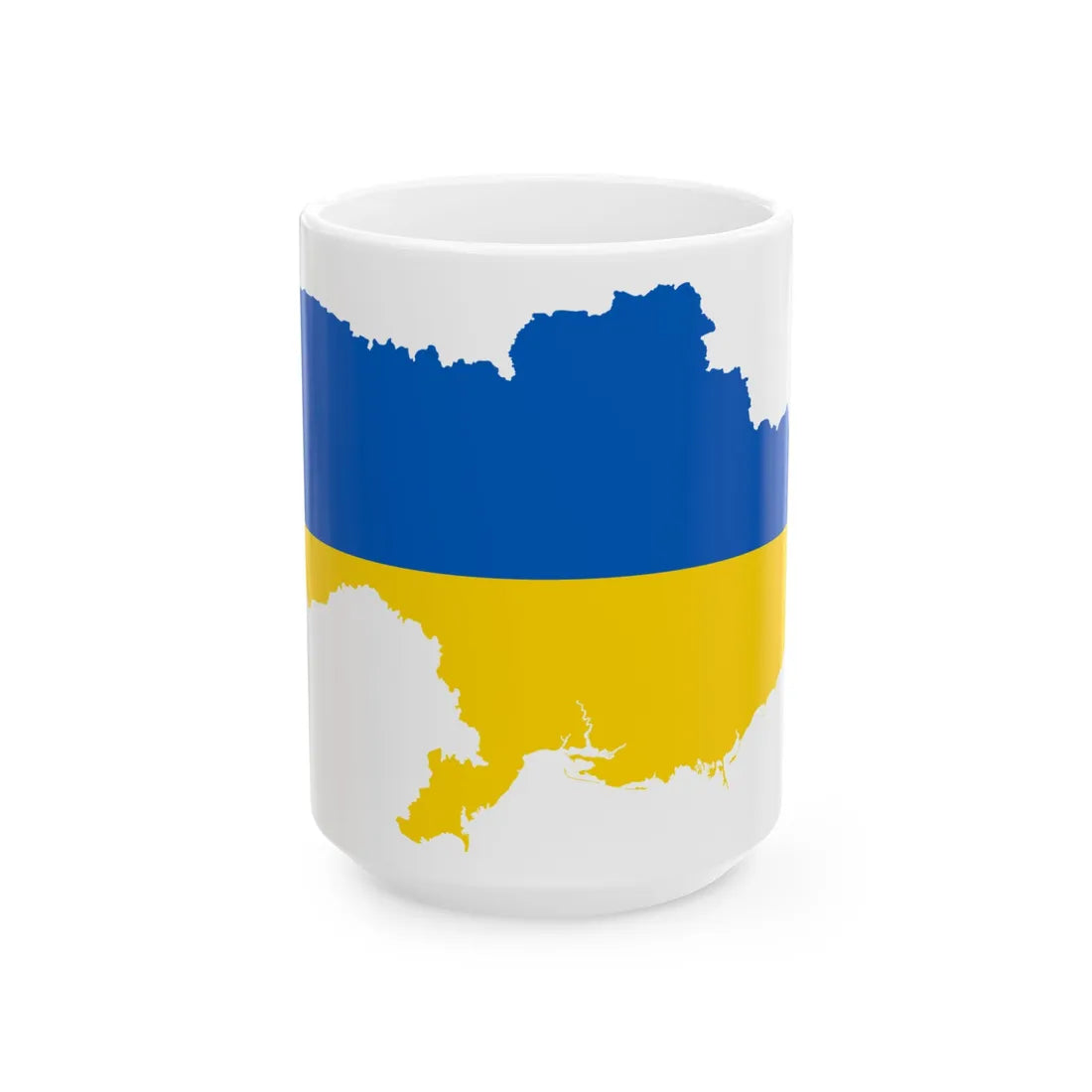 Flag map of Ukraine without Crimea 2014-2022 (Ukraine) White Coffee Mug 15oz - Go Mug Yourself