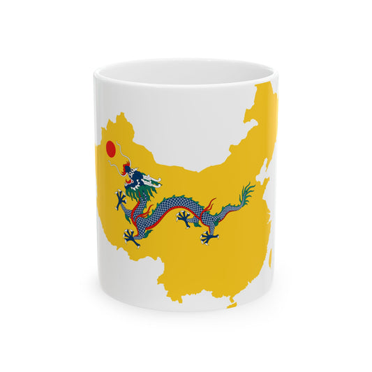 Flag map of Unified China Qing dynasty (China) White Coffee Mug-11oz-Go Mug Yourself