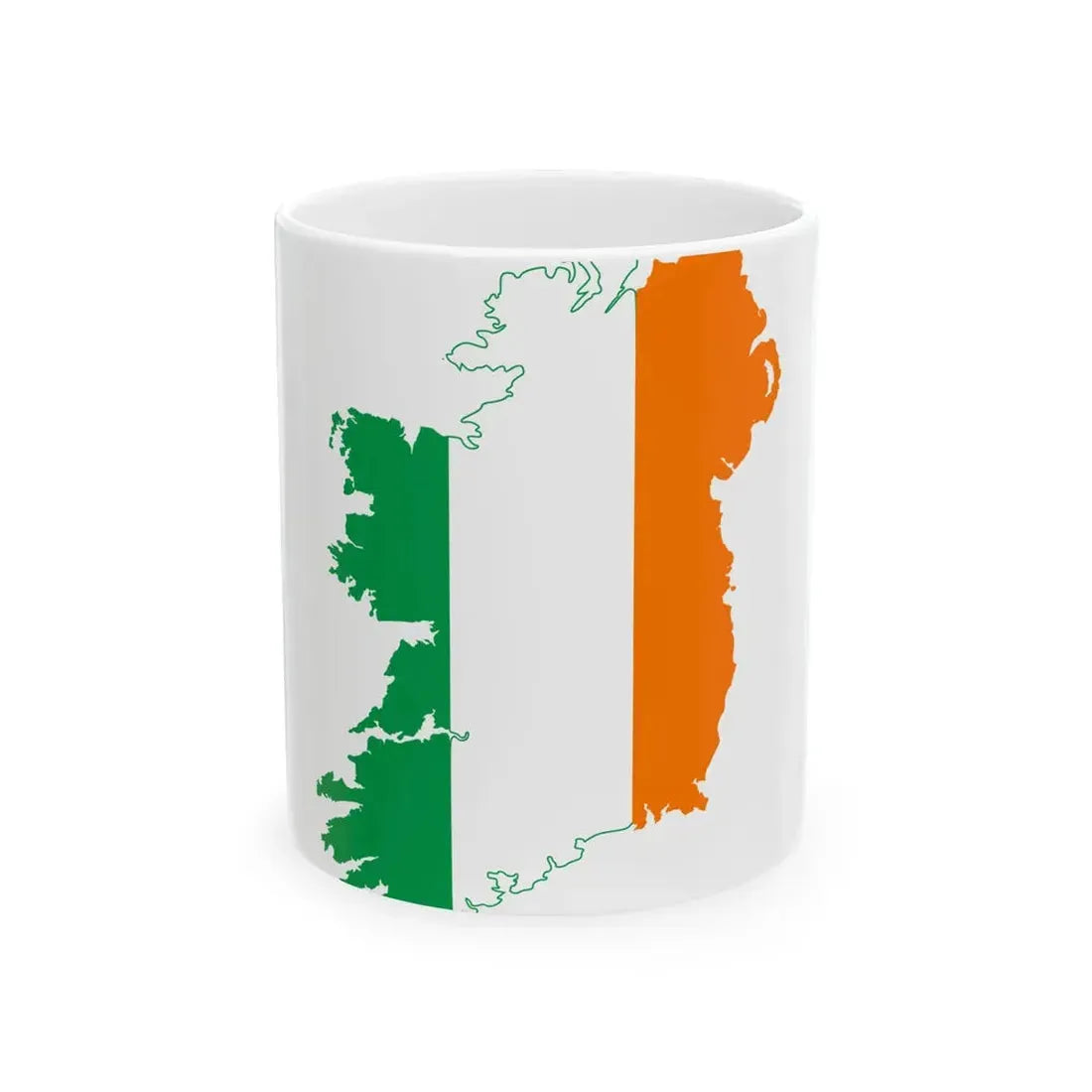 Flag-map of United Ireland (Ireland) White Coffee Mug 11oz - Go Mug Yourself