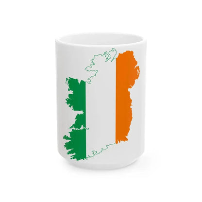 Flag-map of United Ireland (Ireland) White Coffee Mug 15oz - Go Mug Yourself