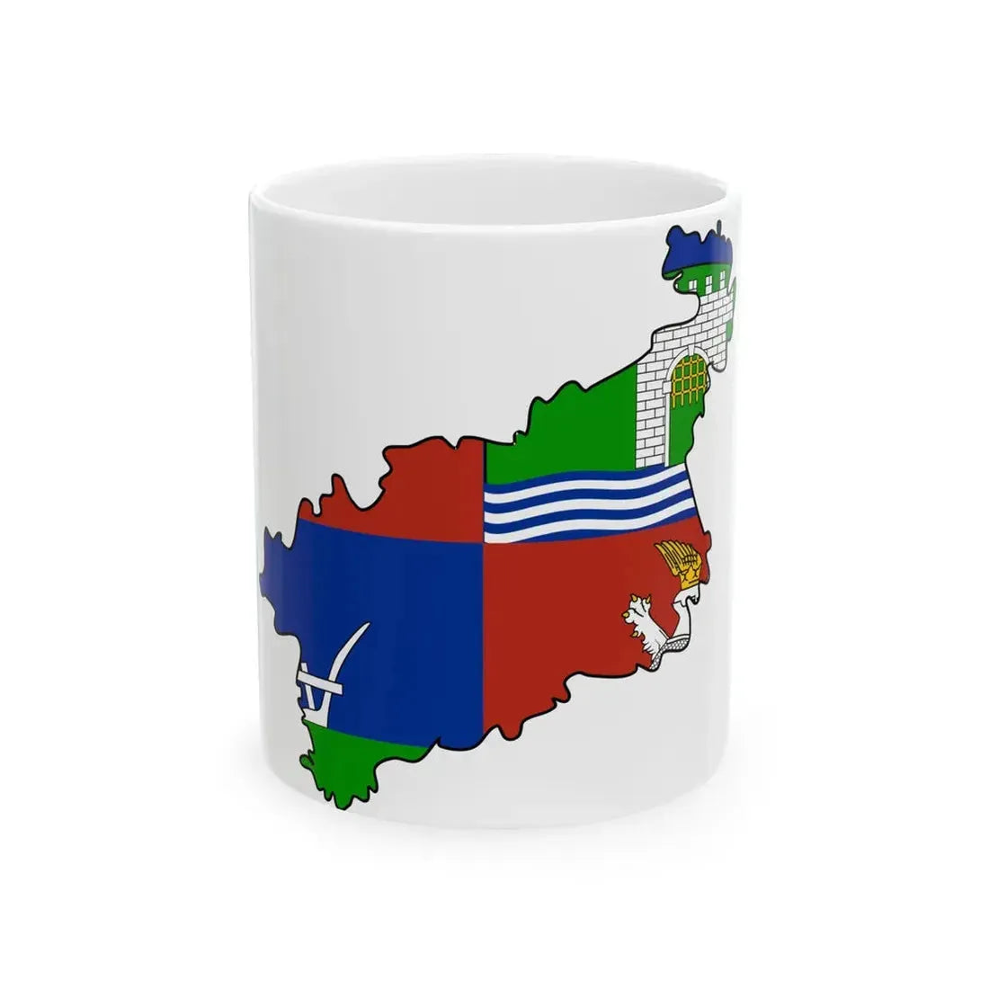 Flag-map of Usti nad Labem Region (Czech Republic) White Coffee Mug 11oz - Go Mug Yourself