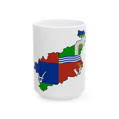 Flag-map of Usti nad Labem Region (Czech Republic) White Coffee Mug 15oz - Go Mug Yourself