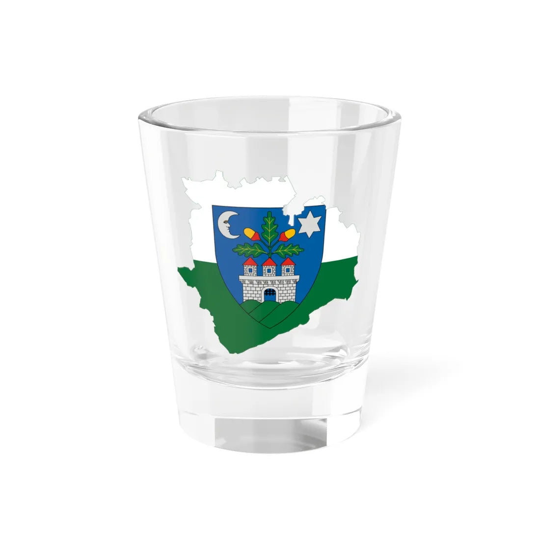 Flag-map of Veszprem County (Hungary) Shot Glass 1.5oz 1.5oz - Go Mug Yourself