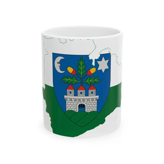 Flag-map of Veszprem County (Hungary) White Coffee Mug 11oz - Go Mug Yourself
