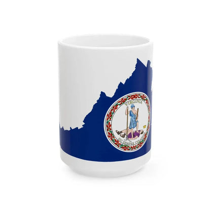 Flag-map of Virginia (United States) White Coffee Mug 15oz - Go Mug Yourself