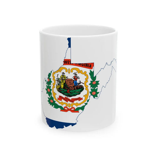 Flag-map of West Virginia (United States) White Coffee Mug 11oz - Go Mug Yourself