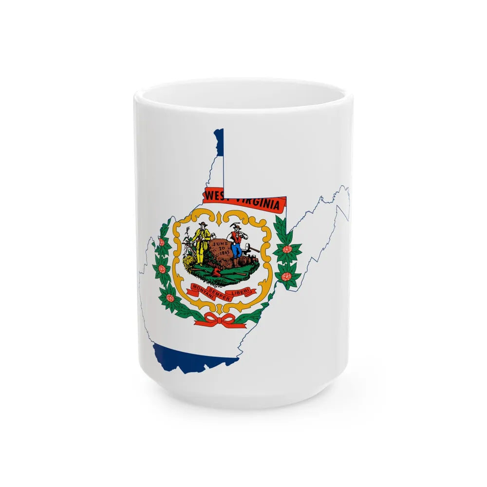 Flag-map of West Virginia (United States) White Coffee Mug 15oz - Go Mug Yourself