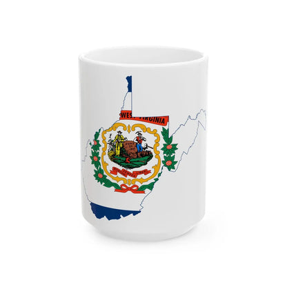 Flag-map of West Virginia (United States) White Coffee Mug 15oz - Go Mug Yourself