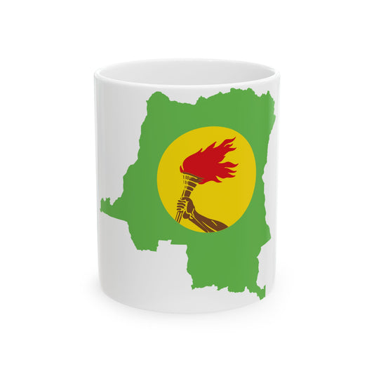 Flag map of Zaire 1971-1997 (Congo) White Coffee Mug-11oz-Go Mug Yourself