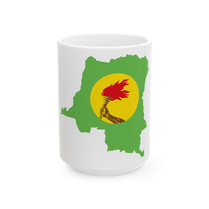 Flag map of Zaire 1971-1997 (Congo) White Coffee Mug-15oz-Go Mug Yourself