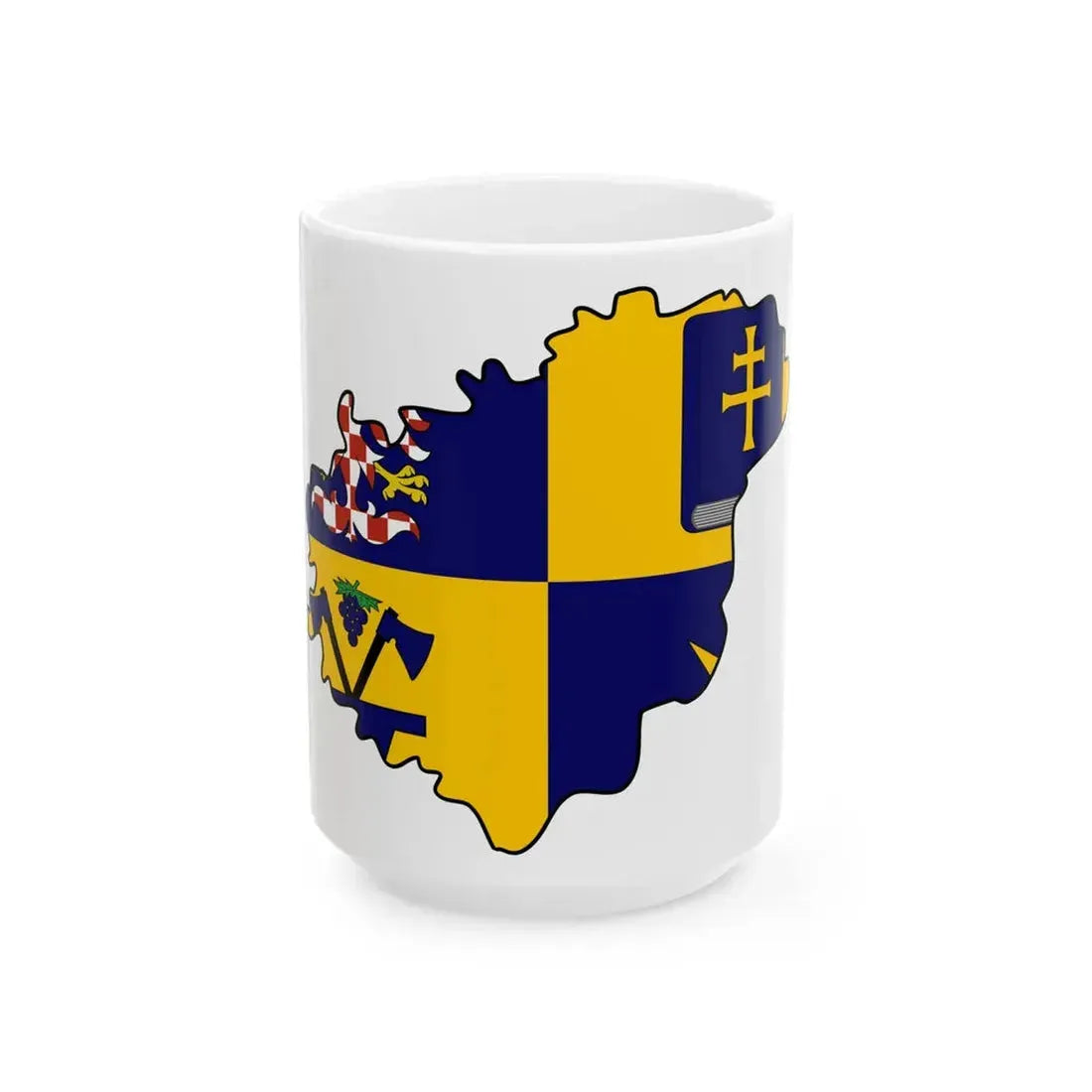 Flag-map of Zlin Region (Czech Republic) White Coffee Mug 15oz - Go Mug Yourself