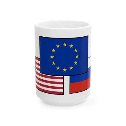 Flag mix United States Russia EU (Russia) White Coffee Mug 15oz - Go Mug Yourself