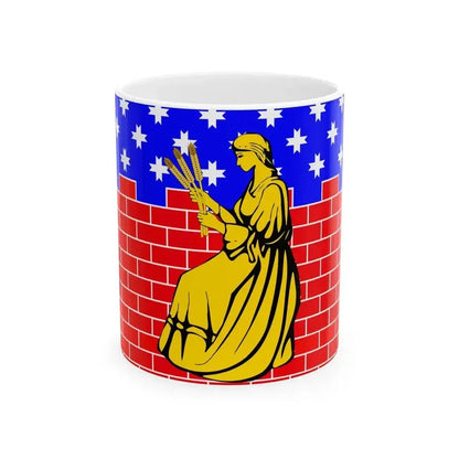Flag Novoe Deviatkino Leningrad oblast (Russia) White Coffee Mug 11oz - Go Mug Yourself